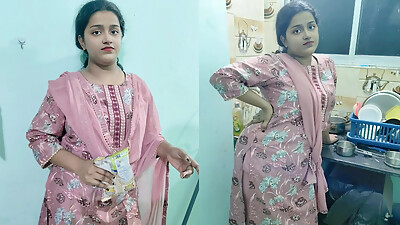 Maid aunty was sick so she sent her virgin step-daughter for work today