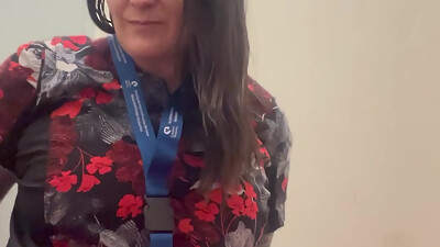 Naughty Nurse Squirts in Public Washroom