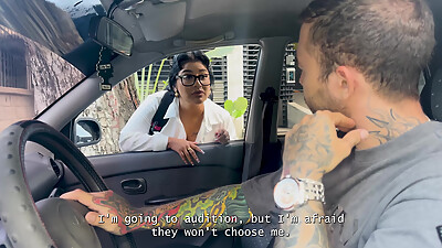 I convince my horny neighbor to help me prepare my virgin pussy for my first porn casting