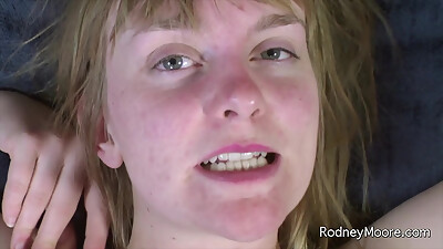 Hairy natural sweet Teddy Snowflower plays with her muff