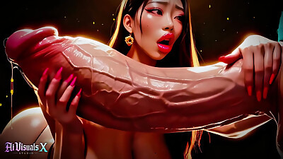 Asian - Thick Koreans - Titfuck &amp, Blowjob Interracial Fucking - Animated Porn (ASMR Sound) (4K AI Generated)