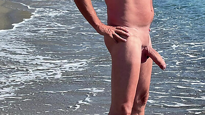 Pussy in the wave pool by the sea