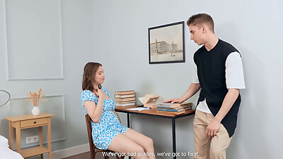 Fucked next to her books in a fucked-up porn movie