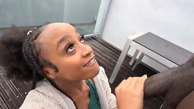 Facefucking on the balcony with Louie Smalls and Mena Carlisle