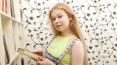 Blonde chick Miu Meo loves reading books and masturbating