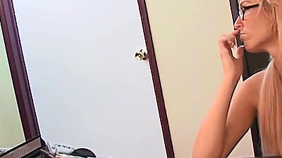 Lucky man with massive cock fucks the shaved cunt on this big tit blonde slut