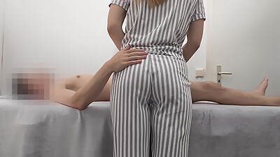 Massage Went Too Far - She Couldn't Resist and Rode His Cock Hard