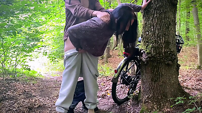 Dumb Brunette Broke Her Bike in the Woods & Pay with Her Pussy for the Repair! Doggystyle Fuck